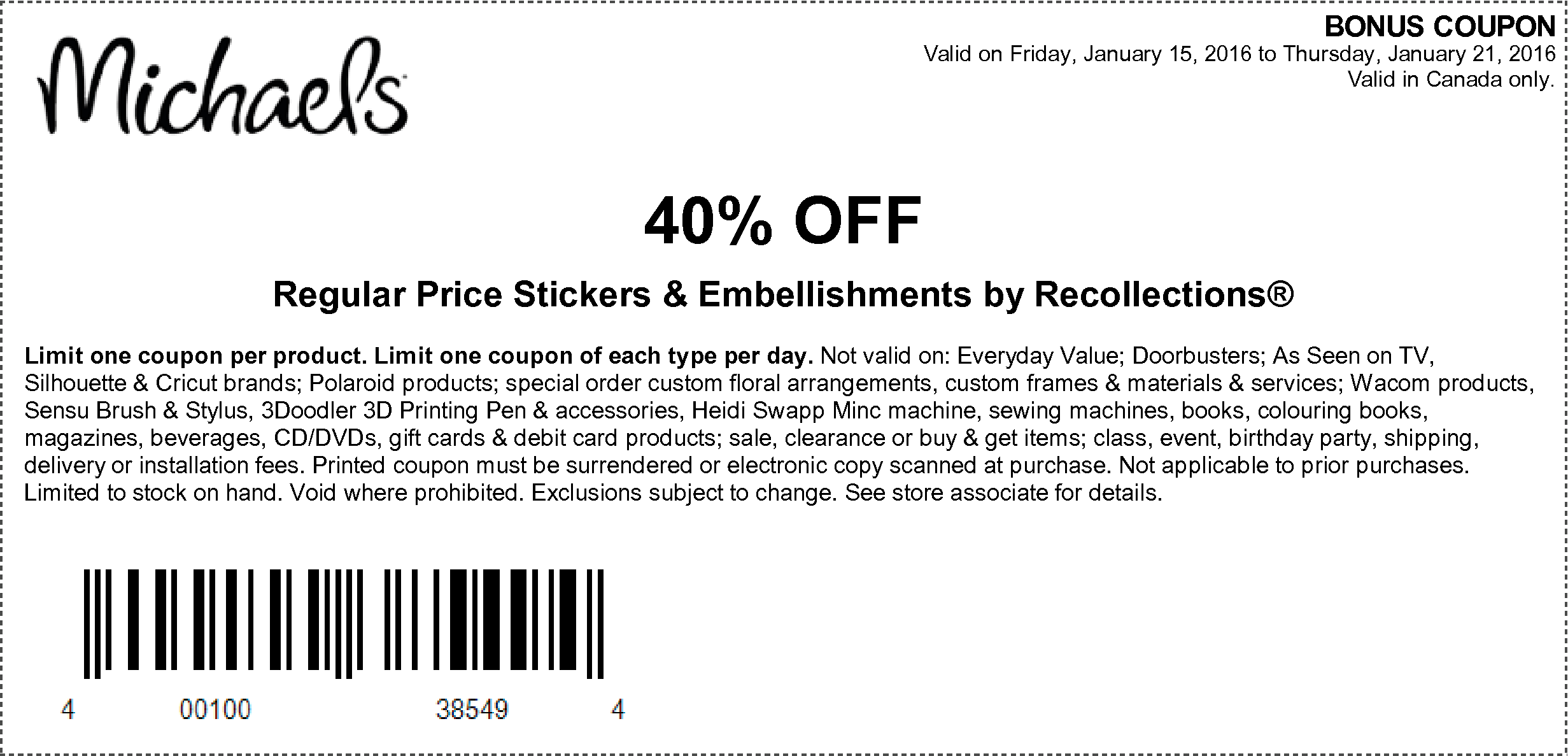 Michaels coupons january 2019